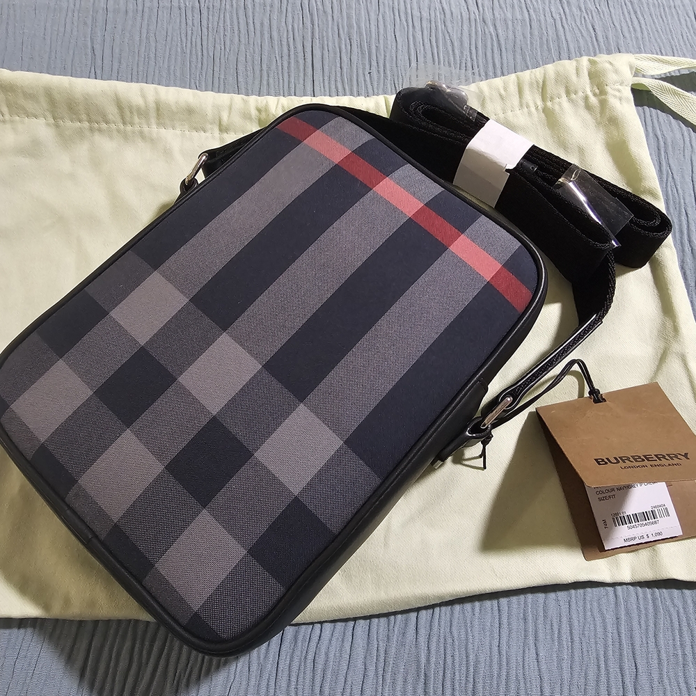 Burberry Black, Blue and Red Plaid Messenger Bag - Picture 3 of 3